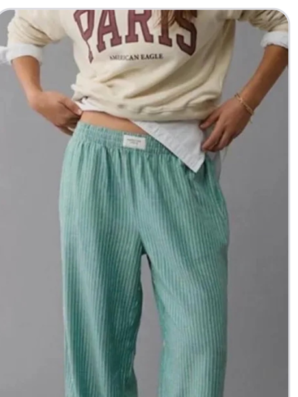 American Eagle Outfitters Women’s Green and Blue Striped Flannel Lounge Pants